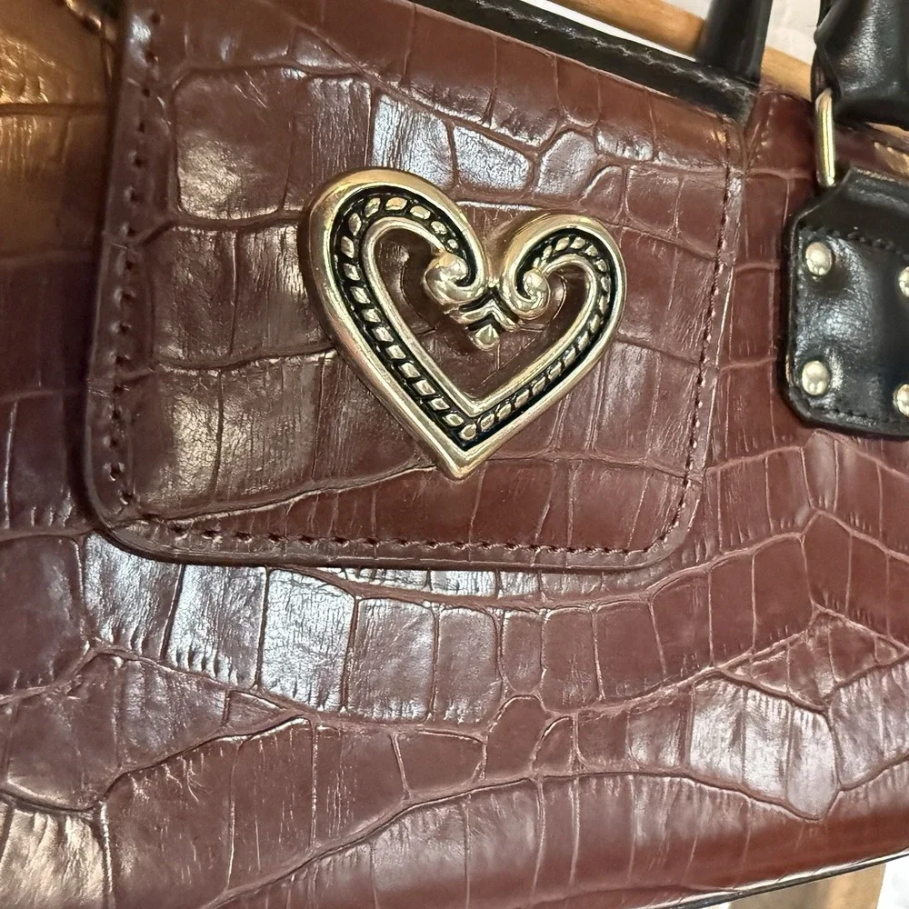 BRIGHTON ALLIGATOR EMBOSSED SATCHEL HANDBAG Embellishment Western Chic - Picture 8 of 16